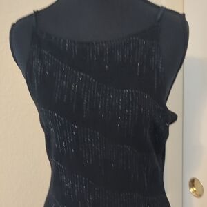 Black Ribbed Sheath Midi Dress for Cocktail Nights